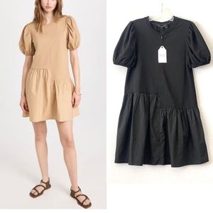 NWT English Factory Black Knit Woven Mixed Dress